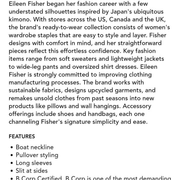 Eileen Fisher Boat Neck Tunic In Blumm Merino Wool ASO General Hospital Size S - Picture 10 of 10